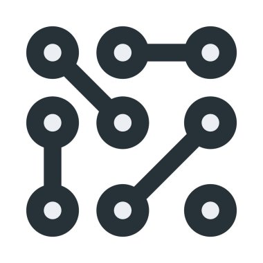 Soyut, figür, mikroçip simgesi, düz tasarım biçimi.