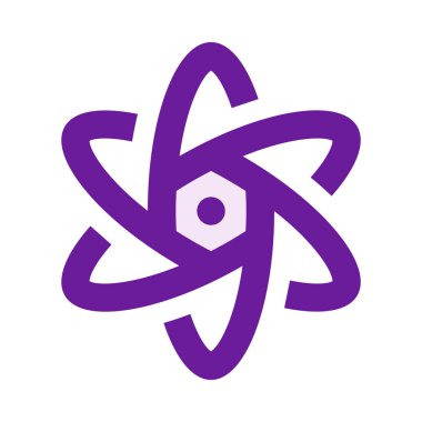 Atom simgesi, düz tasarım biçimi.