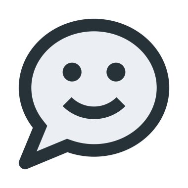 Sohbet balonu, mesaj, gülümseme simgesi, düz tasarım biçimi.