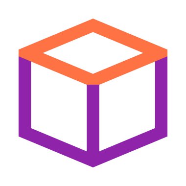 Küp simgesi, düz tasarım biçimi.