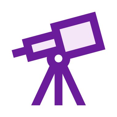 Teleskop, optik, uzay ikonu, düz tasarım tarzı. vektör illüstrasyonu