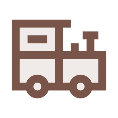 Oyuncak buhar makinesi, lokomotif, demiryolu, demiryolu ikonu, vektör illüstrasyonu