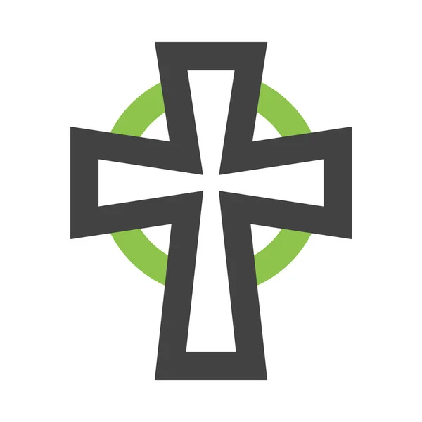 Cross Religion Icon Flat Design Style — Stock Vector