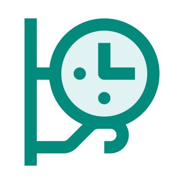 Düz tasarım biçiminde duvar simgesindeki saat, basitçe vektör illüstrasyonu 