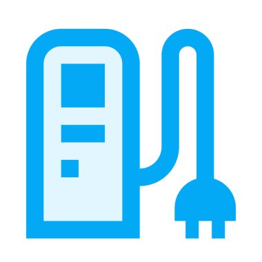 Düz tasarım tarzında elektrik yükleme istasyonu simgesi, basitçe vektör illüstrasyonuName 