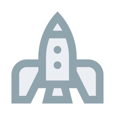 Düz tasarım biçiminde roket simgesi, basitçe vektör illüstrasyonu 