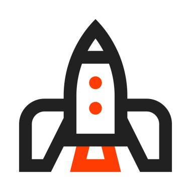 Düz tasarım biçiminde roket simgesi, basitçe vektör illüstrasyonu 