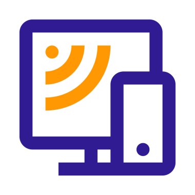 Basit pc ve akıllı telefon kablosuz bağlantı simgesi, vektör illüstrasyonu