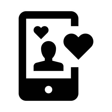 Erkek abonesi ve kalbi olan akıllı telefon, basitçe vektör çizimi   