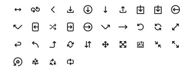 Vektör siyah çizgi ok simgelerini ayarla