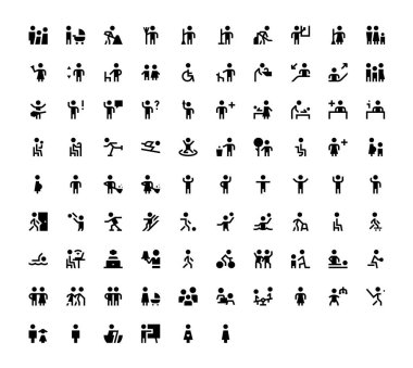 Vektör siyah katı simge insanlarını ayarla