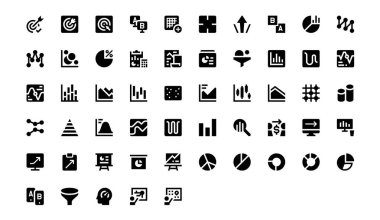 Vektör siyah katı simgeleri pazarlama ve satışları ayarla