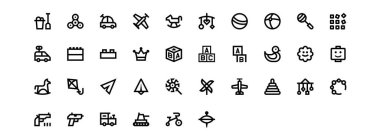 Vektör siyah çizgi simgelerini Bebek Oyuncakları olarak ayarla