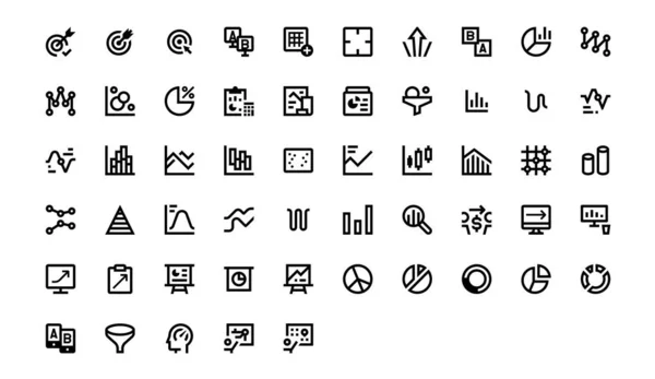 Ställ Vektor Svart Linje Ikoner Marknadsföring Och Försäljning — Stock vektor