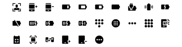 Establecer Vector Negro Iconos Sólidos Batería Estado Carga — Archivo Imágenes Vectoriales