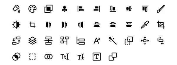 Ορισμός Επεξεργαστή Κειμένου Vector Black Line Icons — Διανυσματικό Αρχείο