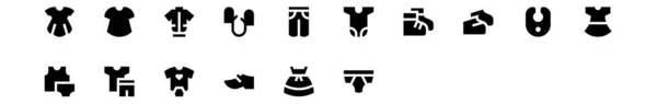 Set Vektor Schwarze Solide Symbole Für Ein Baby Kleidung Und — Stockvektor