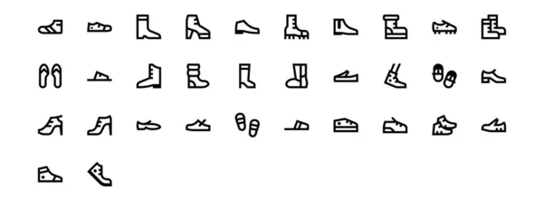 Set Vecteur Ligne Noire Icônes Différents Types Chaussures — Image vectorielle