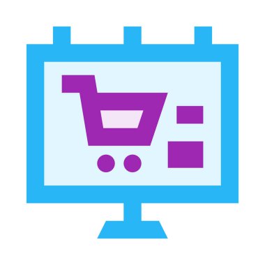 Reklam, reklam panosu, reklam panosu, reklam, kalkan, el arabası, basit metin simgesi, vektör illüstrasyonu