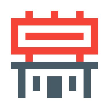 Reklam, reklam, tabela, tabela, tabela, tabela, reklam, mağaza, dükkan, bina basit simge, vektör ilülasyonu