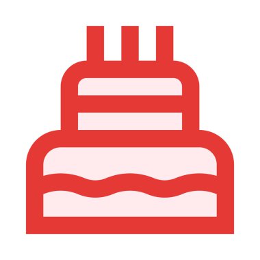 Tatlı, pasta, pasta, katmanlı pasta, mumlar basit ikon, vektör illüstrasyonu