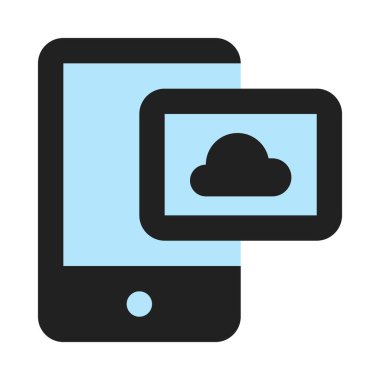 aygıtlar, mobil, akıllı telefon, bulut depolama, uygulama basit simgesi, vektör illüstrasyonu