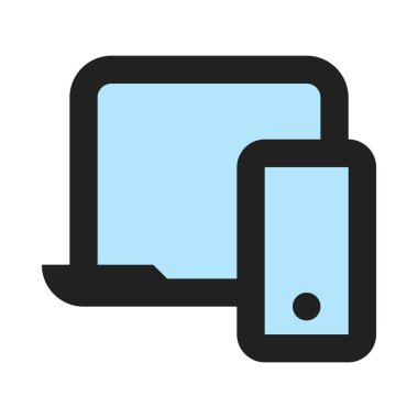 Akıllı telefon, dizüstü bilgisayar basit simge, vektör illüstrasyonu