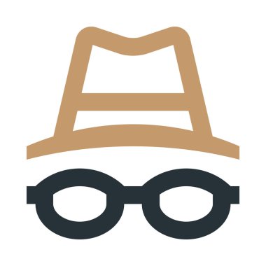  Casus, gözlük, şapka simgesi, vektör illüstrasyonu 