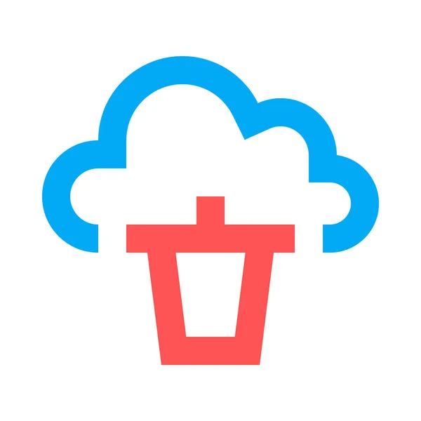 Cloud Mand Prullenbak Eenvoudig Pictogram Vector Illustratie — Stockvector