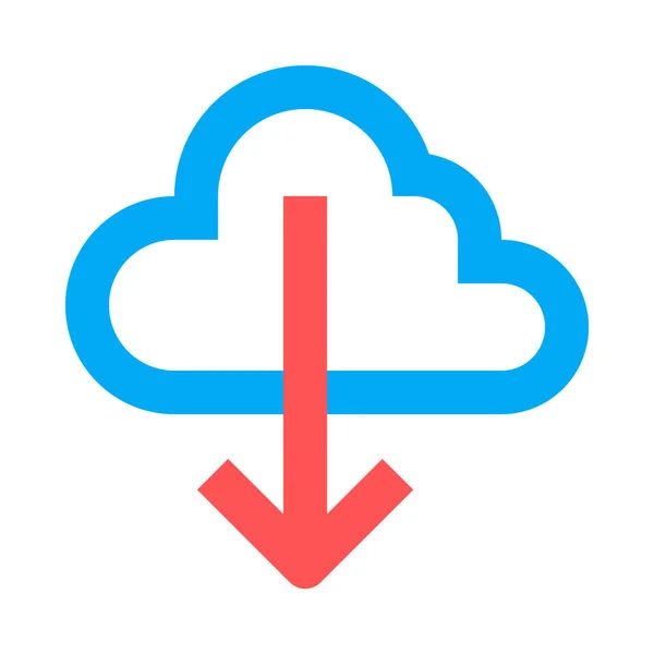 Cloud Download Eenvoudig Icoon Vectorillustratie — Stockvector