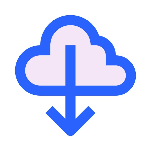Cloud Download Eenvoudig Icoon Vectorillustratie — Stockvector