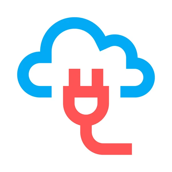 Cloud Voeding Elektriciteit Eenvoudige Icoon Vector Illustratie — Stockvector