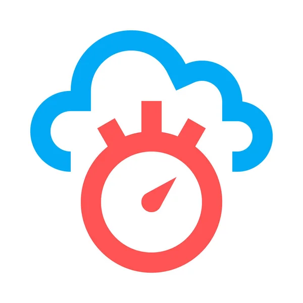 Wolk Tijd Stopwatch Eenvoudige Pictogram Vector Illustratie — Stockvector