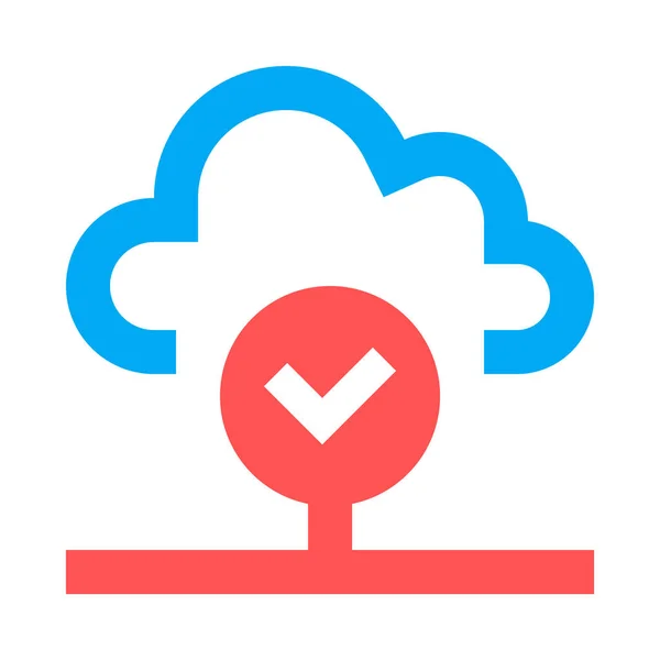 Cloud Draad Verbinding Toegang Controle Gecontroleerd Geverifieerd Eenvoudig Pictogram Vectorillustratie — Stockvector