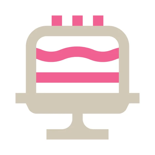 Десерт Торт Пирог Простой Значок Векторная Иллюстрация — стоковый вектор