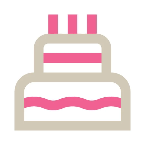 Dessert Cake Pie Tiered Cake Candles Simple Icon Vector Illustration — Stock Vector