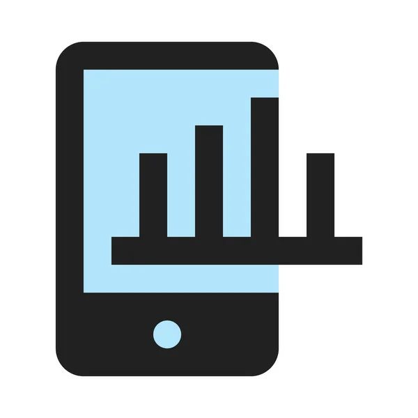 Apparaten Mobiel Smartphone Grafiek Grafiek Diagram Analytics Eenvoudig Pictogram Vectorillustratie — Stockvector