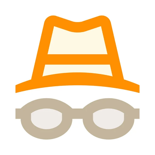 Spy Γυαλιά Καπέλο Απλό Εικονίδιο Διανυσματική Απεικόνιση — Διανυσματικό Αρχείο