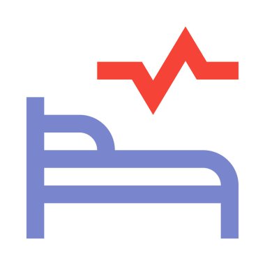 Hastane, yatak, terapi, minimalist vektör çizimi