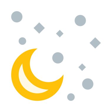 Gece, ay, yıldızlar basit ikon, vektör illüstrasyonu