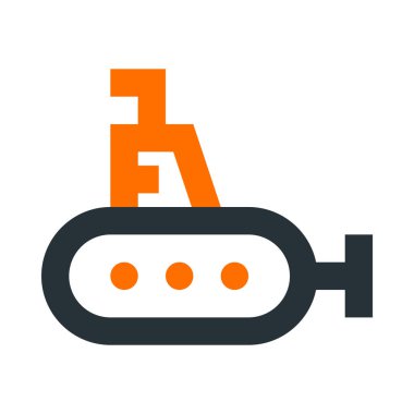 Denizaltı, tekne, periskop, basit simge, vektör çizimi