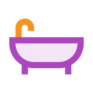 Banyo, küvet, banyo, basit ikon, vektör illüstrasyonu