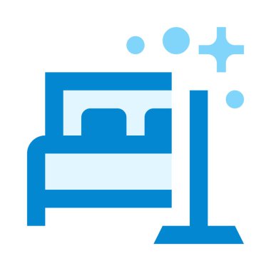 Temizlik, temizlik, yatak odası, yatak odası, basit simge, vektör illüstrasyonu