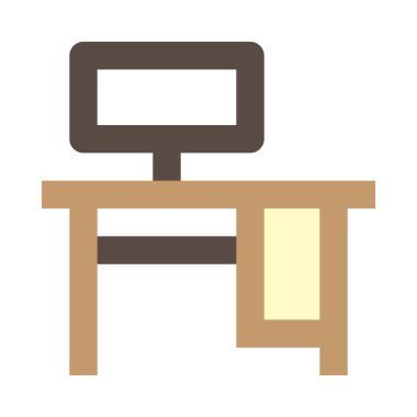 Bilgisayar masası, basit simge, vektör illüstrasyonu