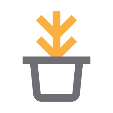 çömlekte portakal bitkisi, minimalist vektör illüstrasyonu