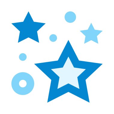 Parlak yıldızlar ve parıltılar, beyaz üzerine minimalist vektör çizimi