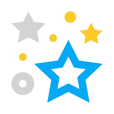 Parlak yıldızlar ve parıltılar, beyaz üzerine minimalist vektör çizimi