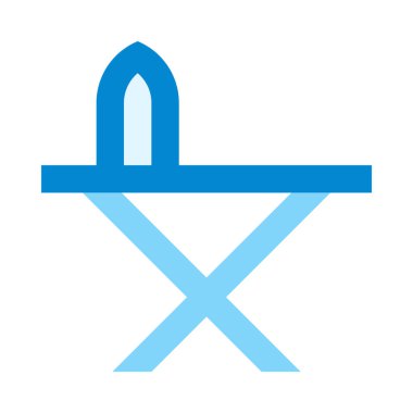 Demirle ütü tahtası, beyaz üzerine minimalist vektör çizimi