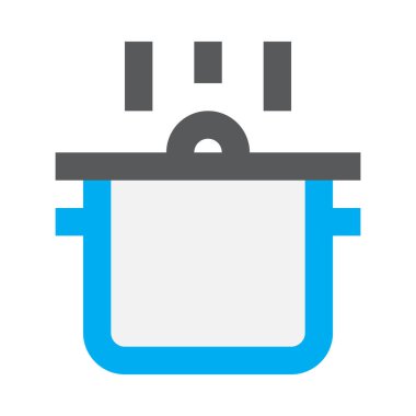 Kapağı ve buharı olan kap, beyaz üzerine minimalist vektör illüstrasyonu