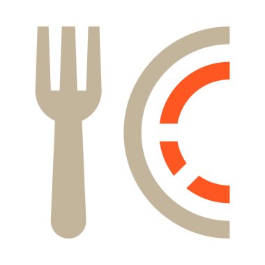 çatal ve tabak, beyaz üzerinde minimalist vektör çizimi